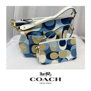 Coach Canvas/Leather Matching Handbag & Wristlet